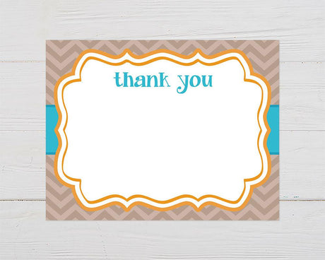 Chevron Baby Fox Thank You Card - goprintplus