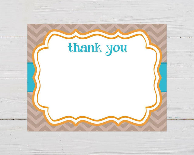 Chevron Baby Fox Thank You Card - goprintplus