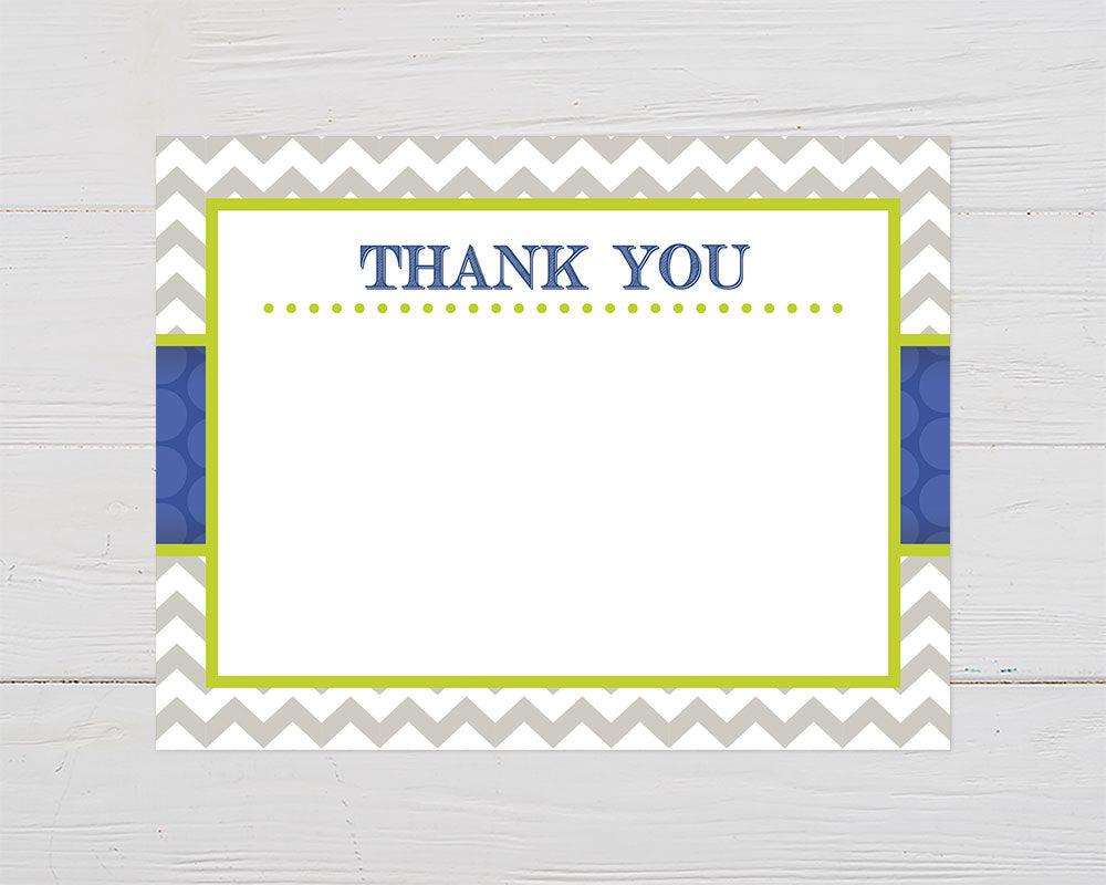 Chevron and Blue Thank You Card - goprintplus