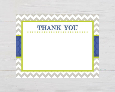 Chevron and Blue Thank You Card - goprintplus