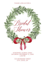 Evergreen Wreath Christmas Bridal Shower Invitation