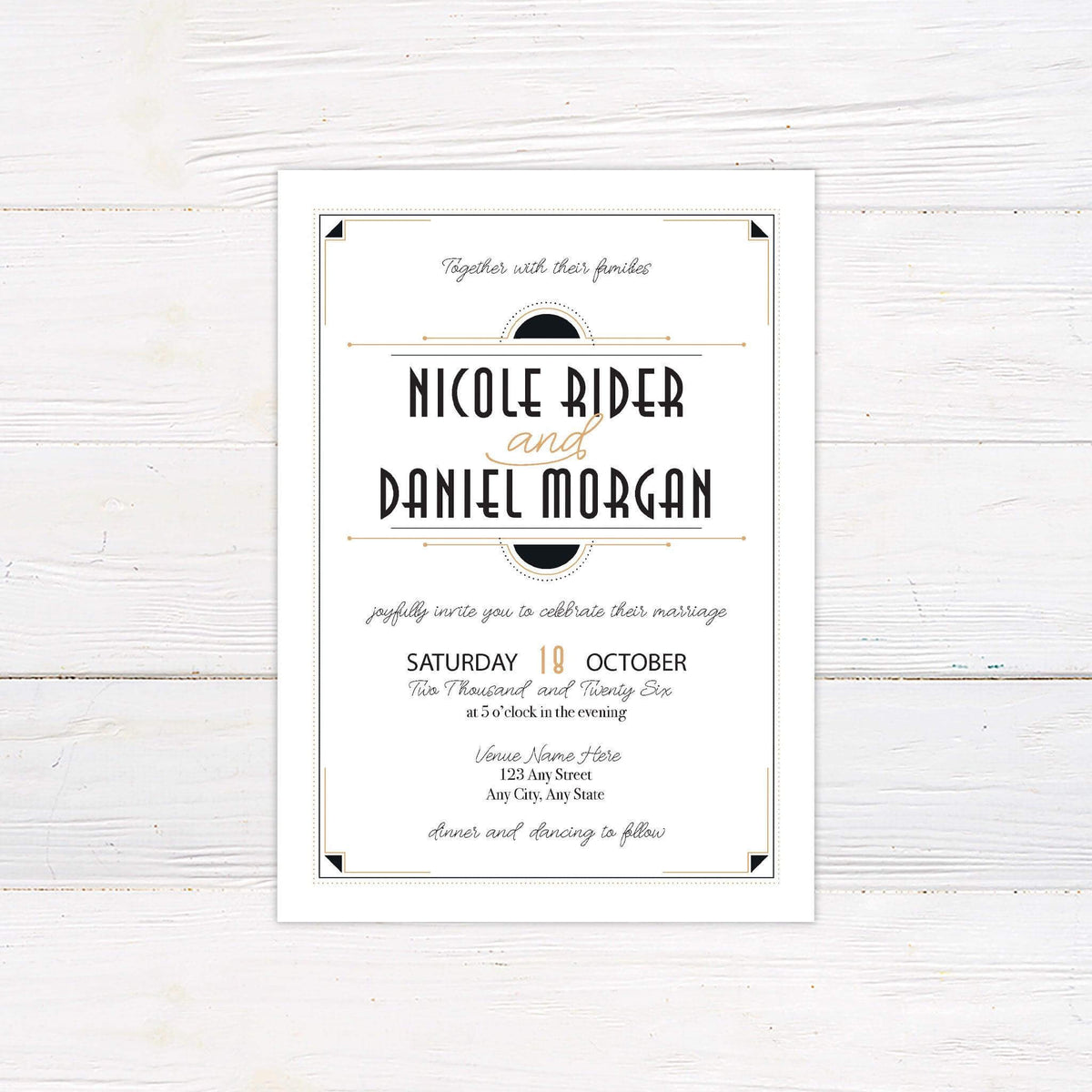 Classic Deco Invitations - Classic Gatsby-Inspired Design – Go Print Plus