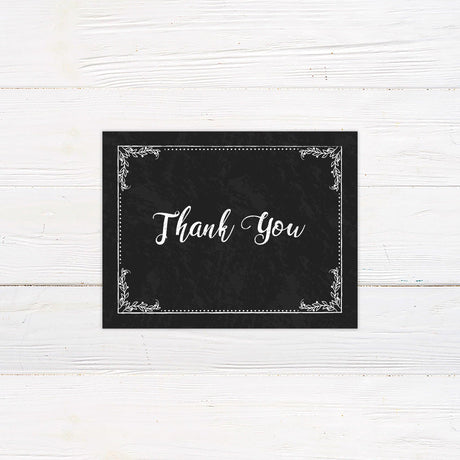 Black Scroll Thank You Card - goprintplus