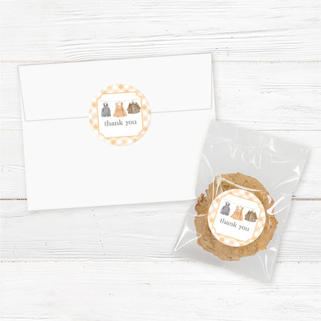 Rustic baby shower favor stickers featuring a vintage baby clothesline design. High-quality printed adhesive labels for sealing favor bags, jars, or thank-you gifts.