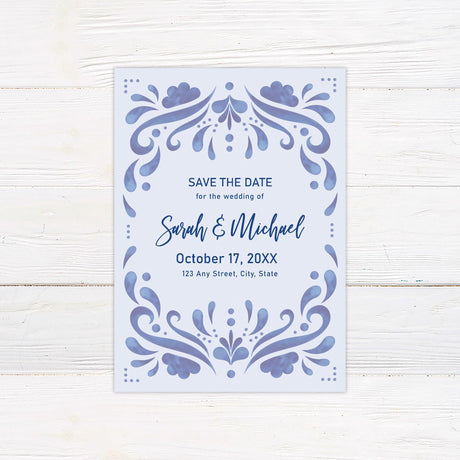 Cobalt Tile Invitations - goprintplus