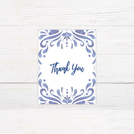 Cobalt Tile Thank You Card - goprintplus