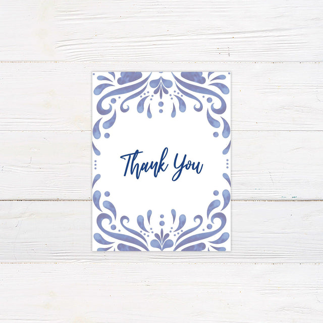 Cobalt Tile Thank You Card - goprintplus