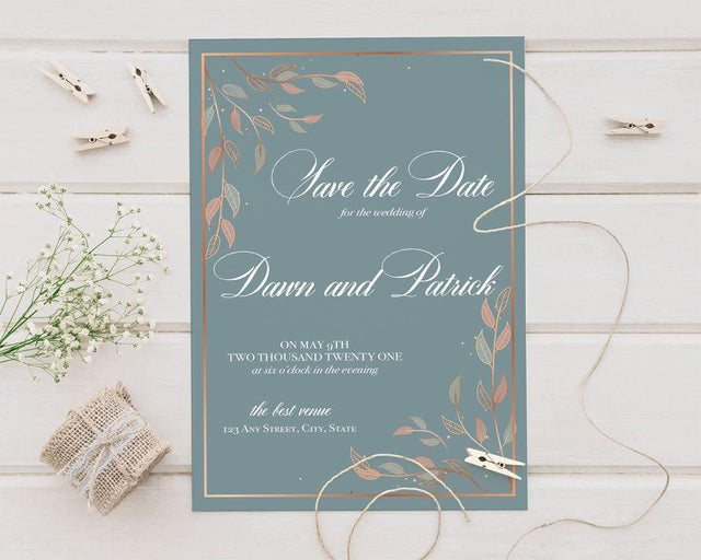 Copper Leaves Save The Date - goprintplus