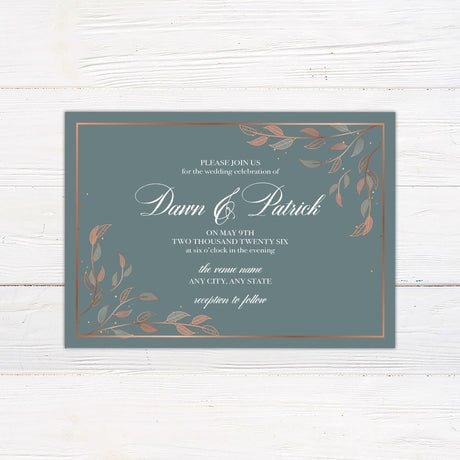 Copper Leaves Invitations - goprintplus