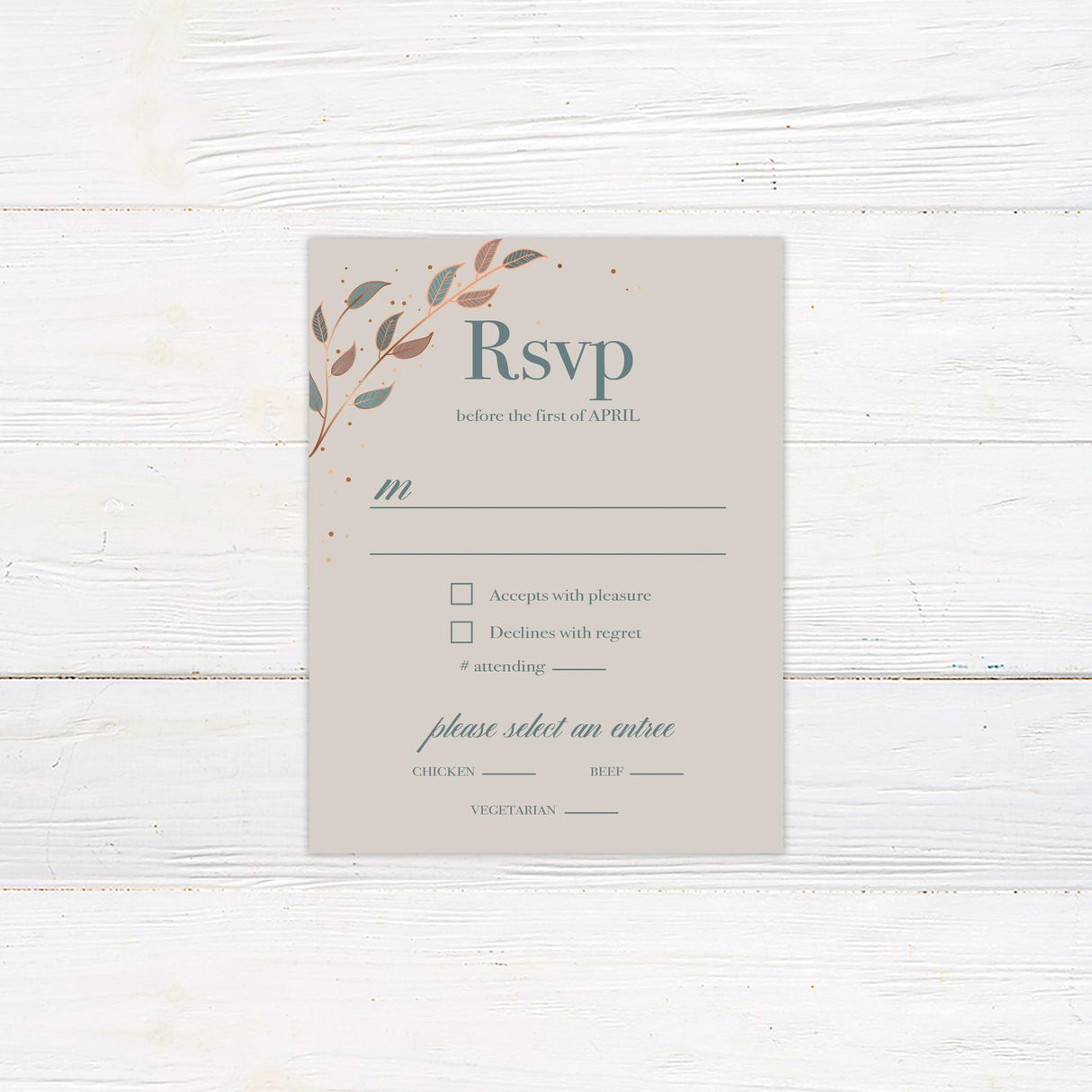 Copper Leaves RSVP - goprintplus