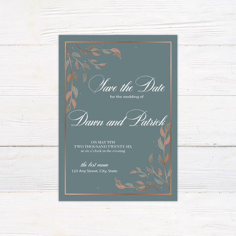 Copper Leaves Invitations - goprintplus