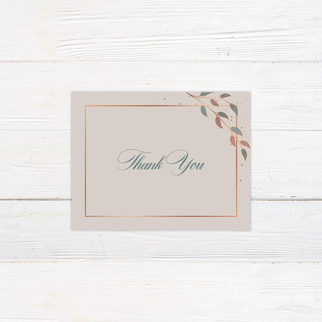 Copper Leaves Thank You Card - goprintplus