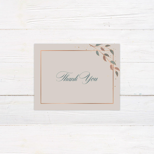 Copper Leaves Thank You Card - goprintplus