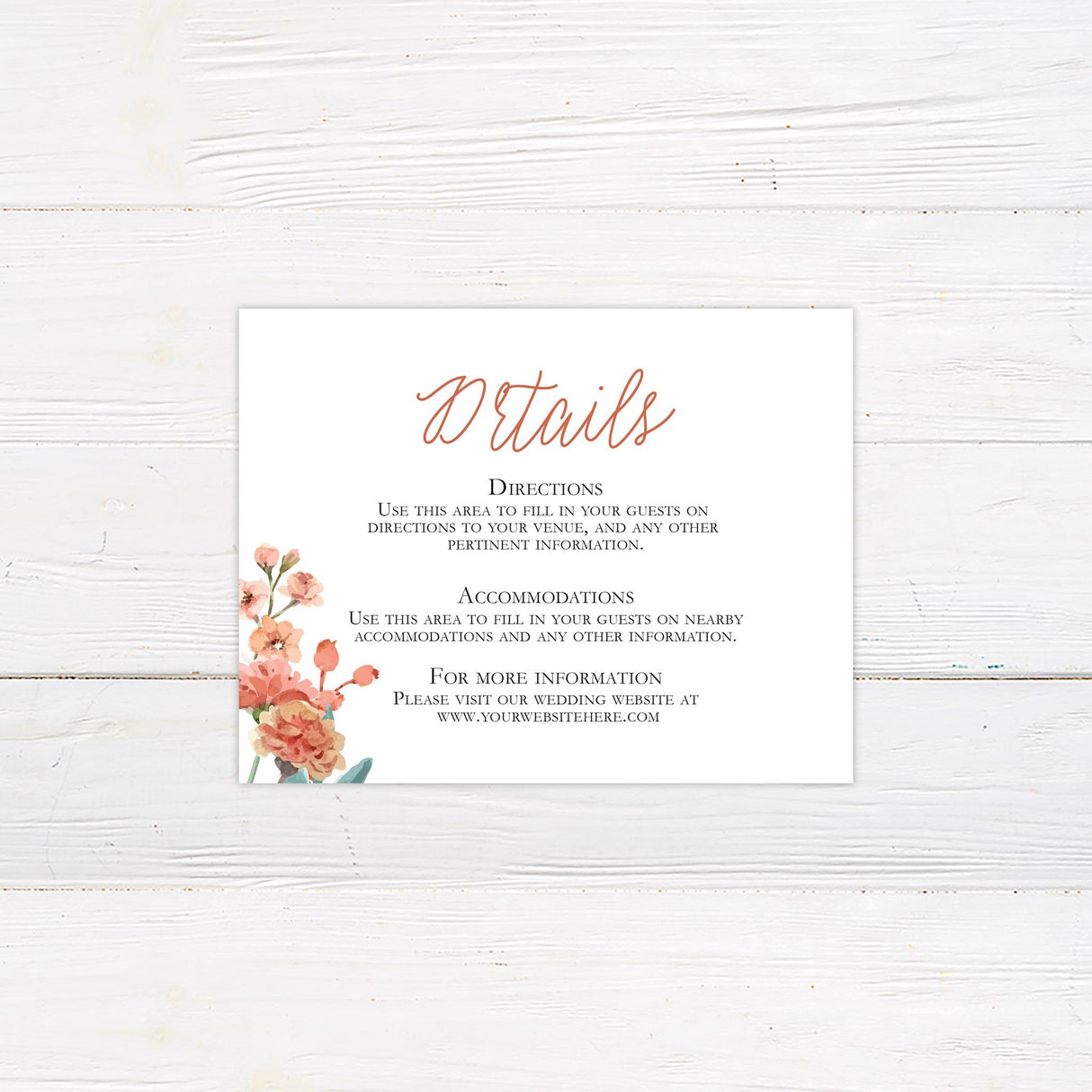 Coral Floral Details Cards - goprintplus