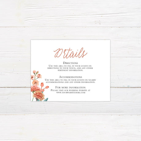 Coral Floral Details Cards - goprintplus