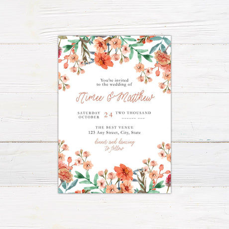 Coral Floral Invitations - goprintplus