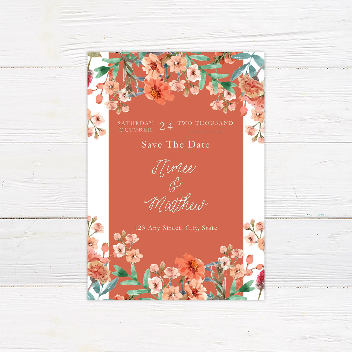 Coral Floral Save The Date - goprintplus