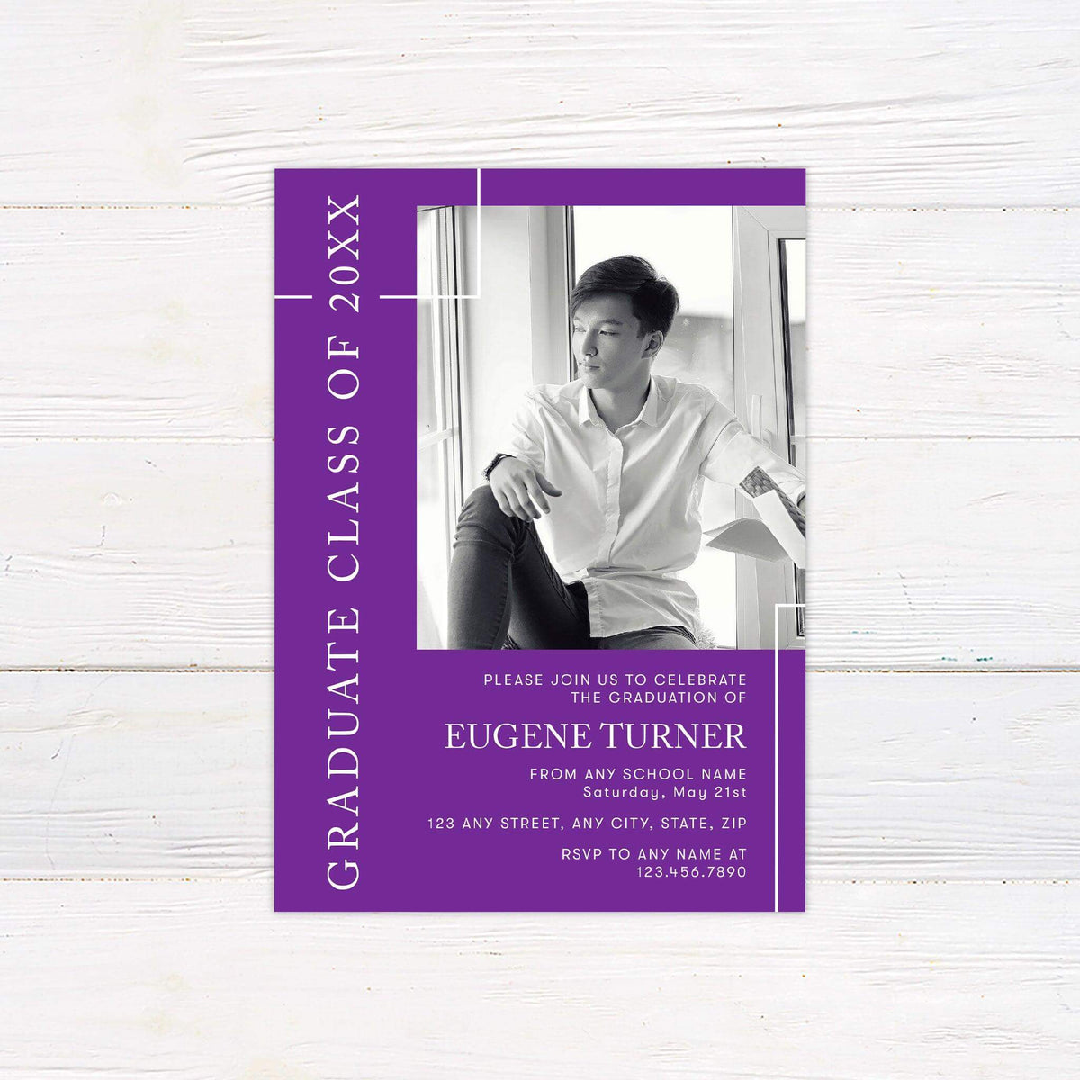 Corner photo graduation invites go print plus