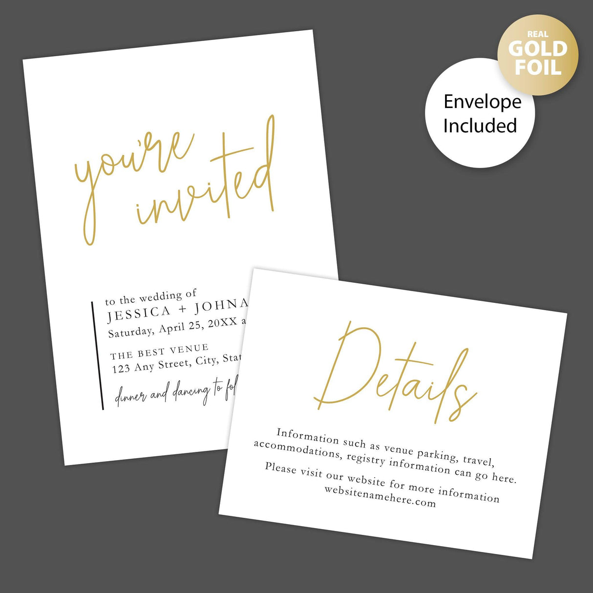 Cursive Script Foil Invitation - goprintplus