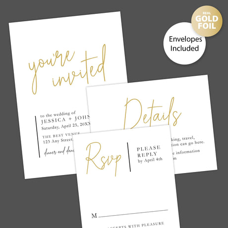 Cursive Script Foil Invitation - goprintplus