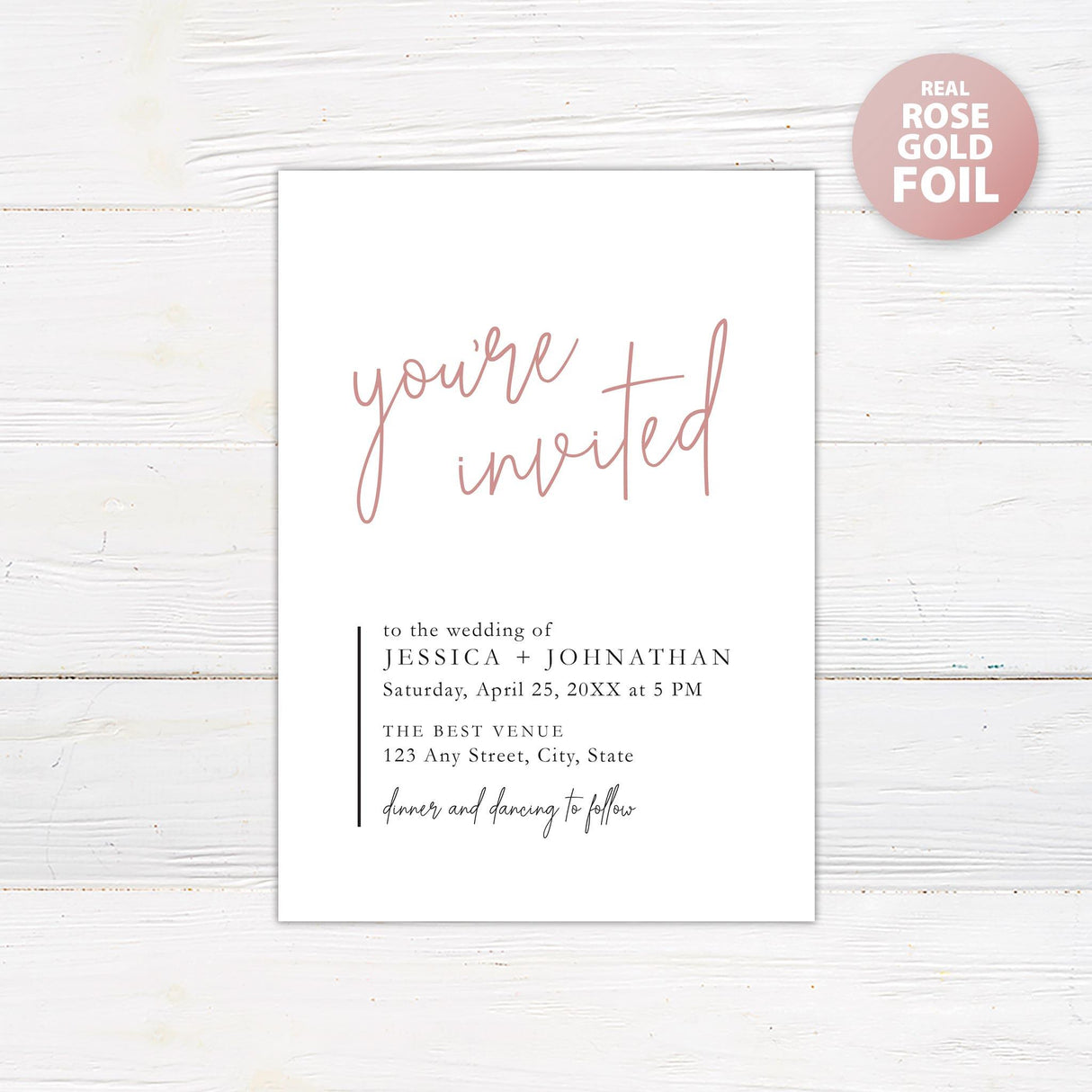 Cursive Script Foil Invitation - goprintplus