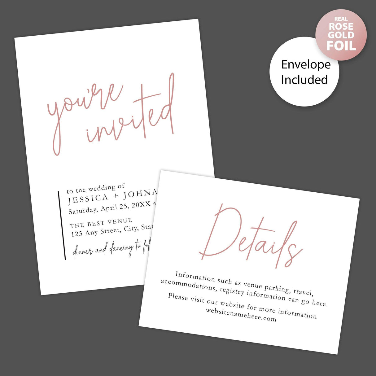 Cursive Script Foil Invitation - goprintplus