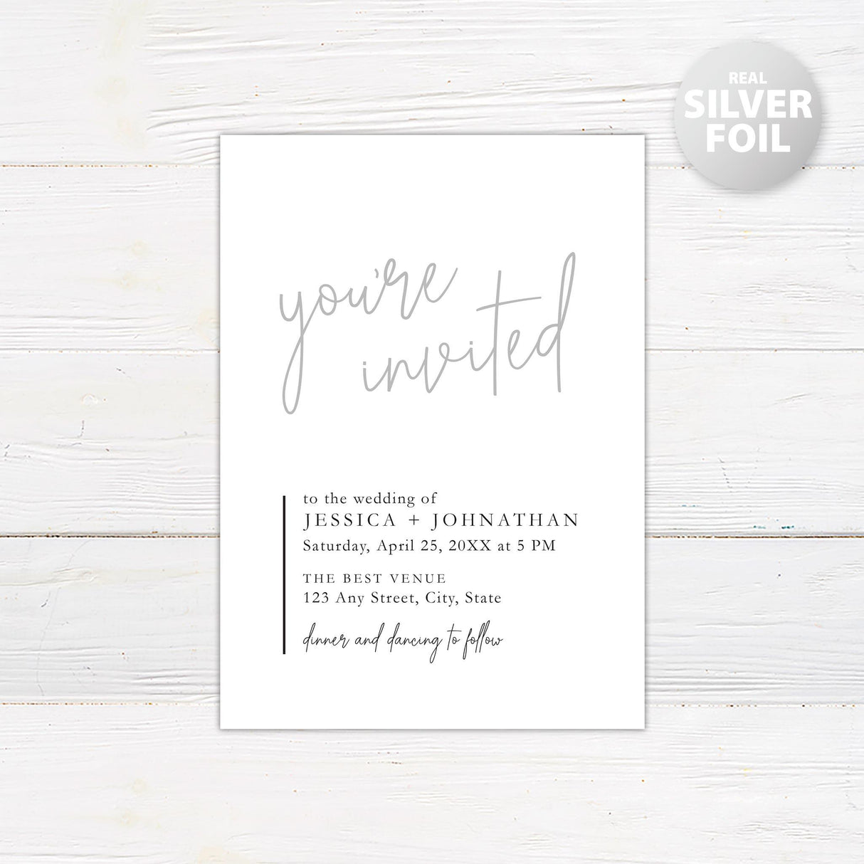 Cursive Script Foil Invitation - goprintplus