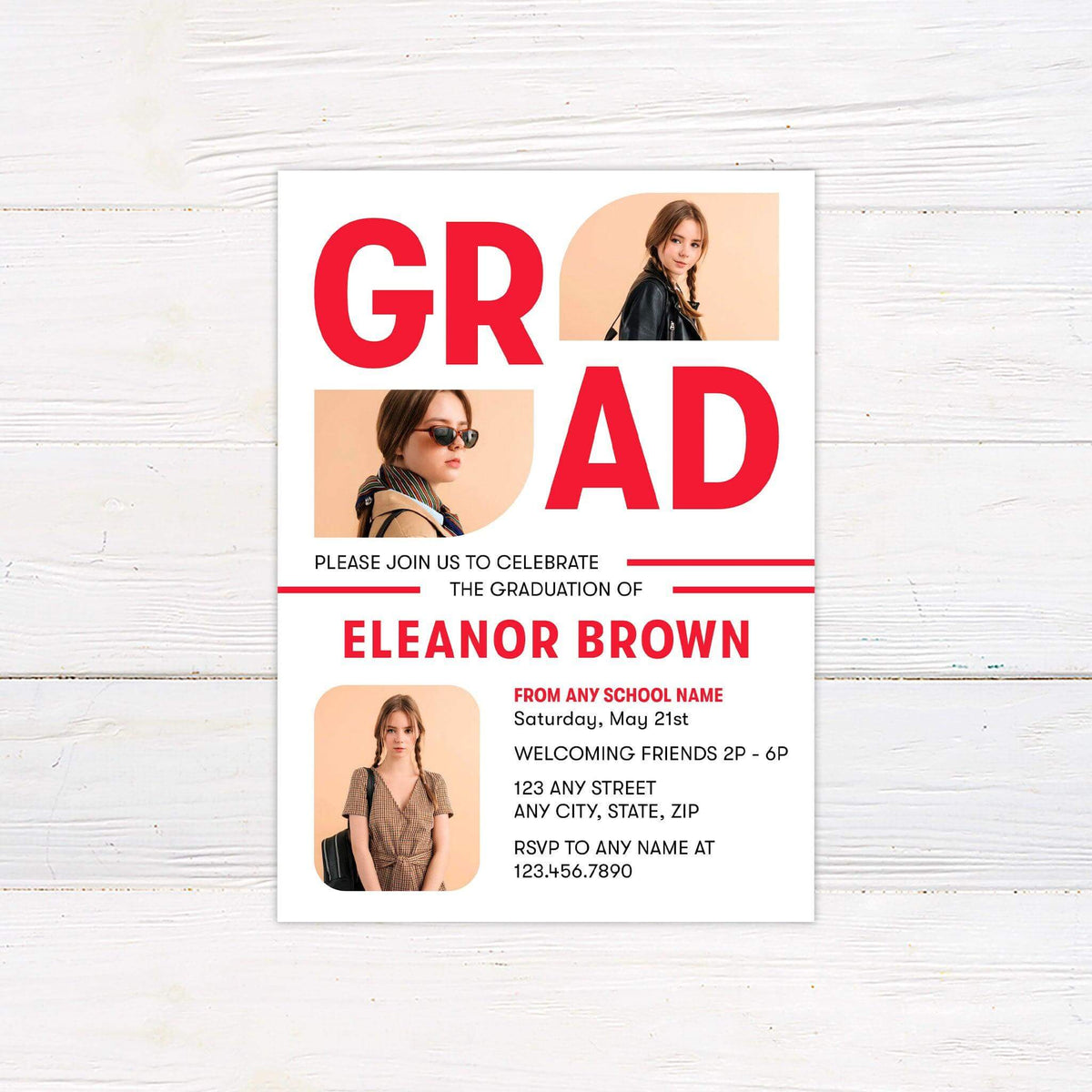 Bold GRAD Modern Graduation Invitation – Go Print Plus