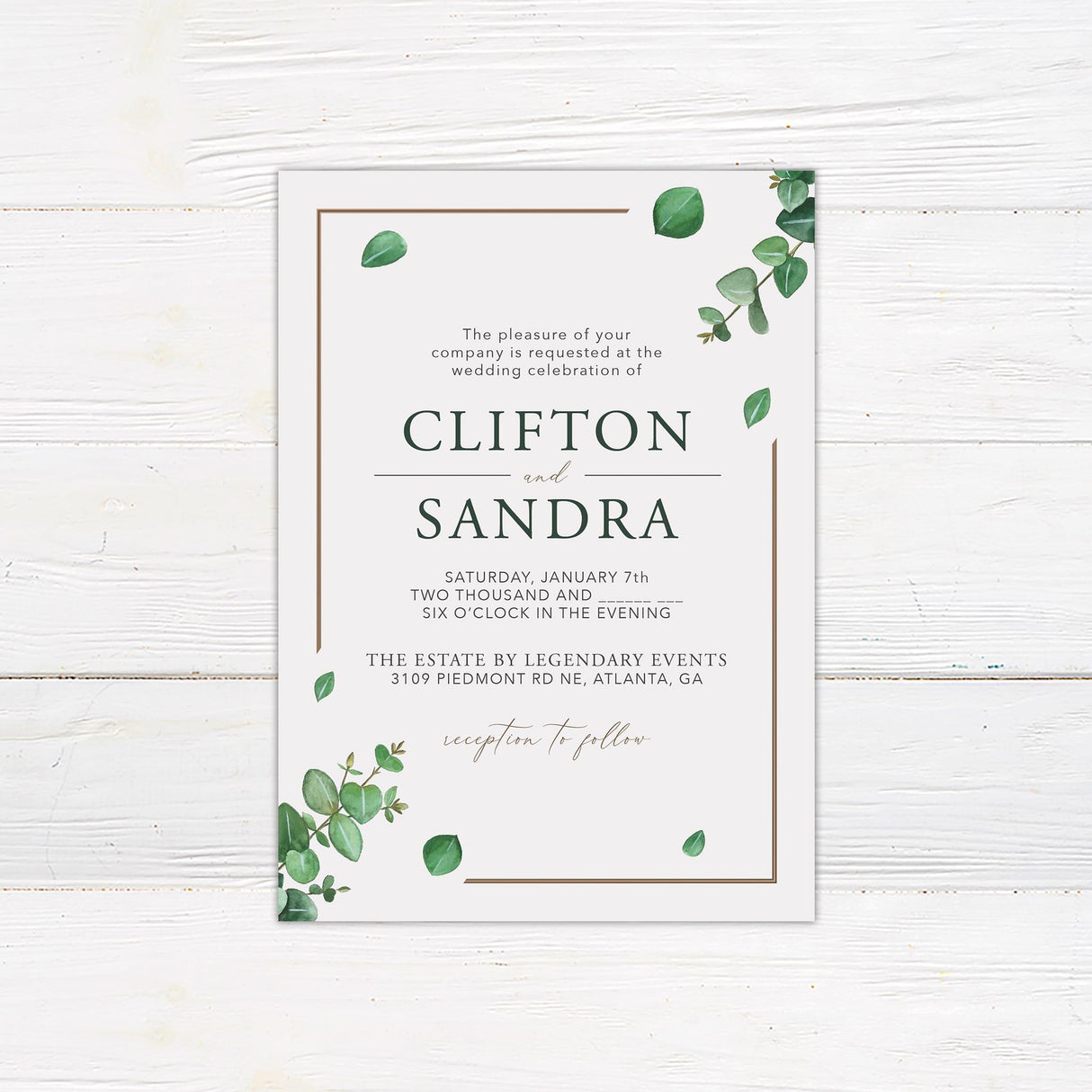 Dark Eucalyptus Invitations - goprintplus