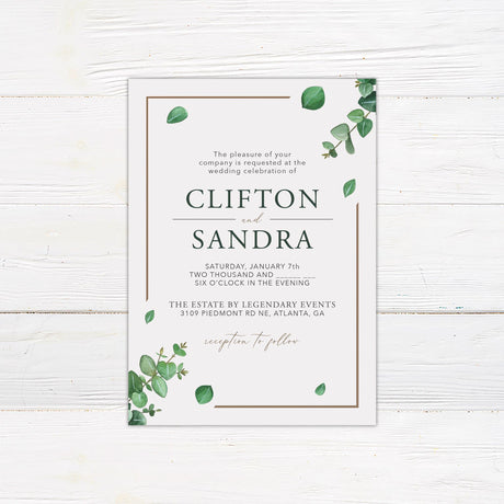 Dark Eucalyptus Invitations - goprintplus