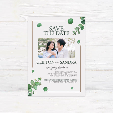 Dark Eucalyptus Save The Date - goprintplus