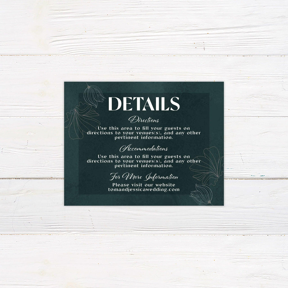 Dark Green Floral Details Cards - goprintplus