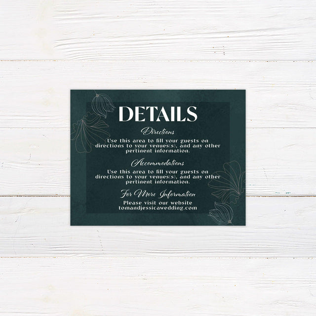 Dark Green Floral Details Cards - goprintplus