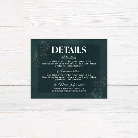 Dark Green Floral Invitations - goprintplus