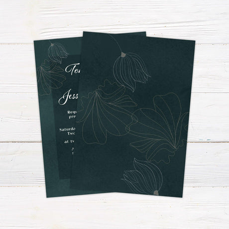 Dark Green Floral Invitations - goprintplus