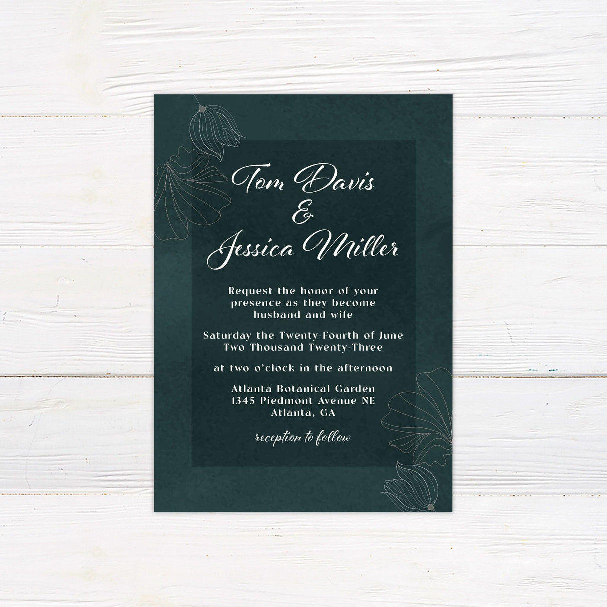 Dark Green Floral Invitations - goprintplus