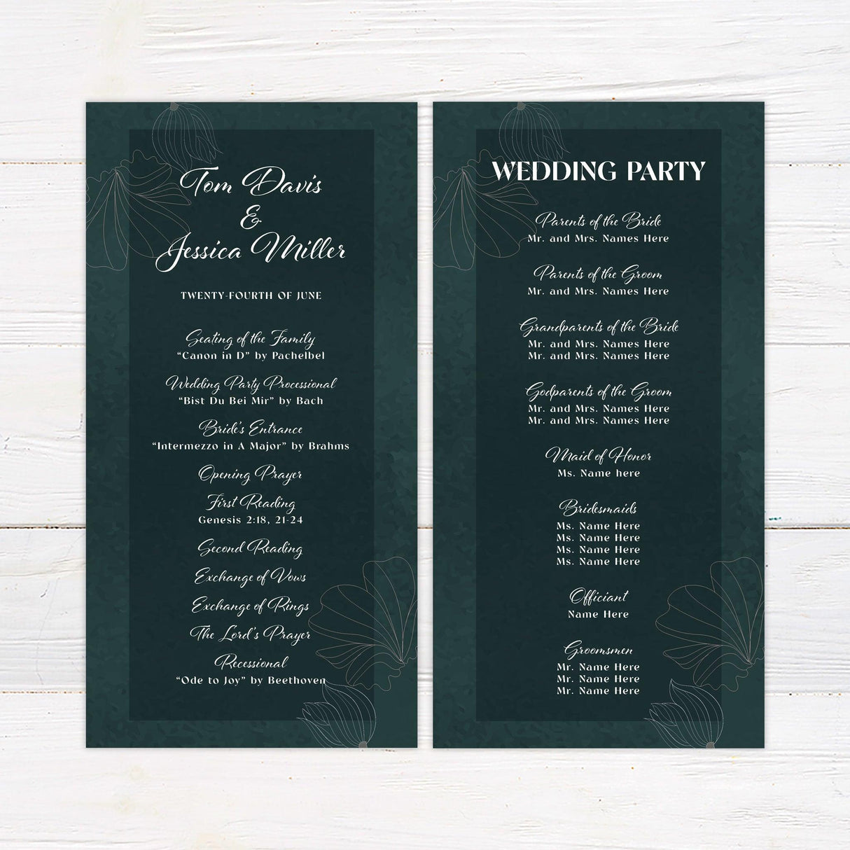 Dark Green Floral Invitations - goprintplus