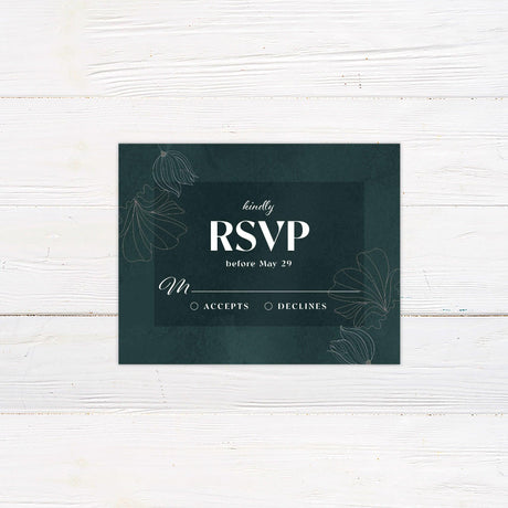 Dark Green Floral Invitations - goprintplus