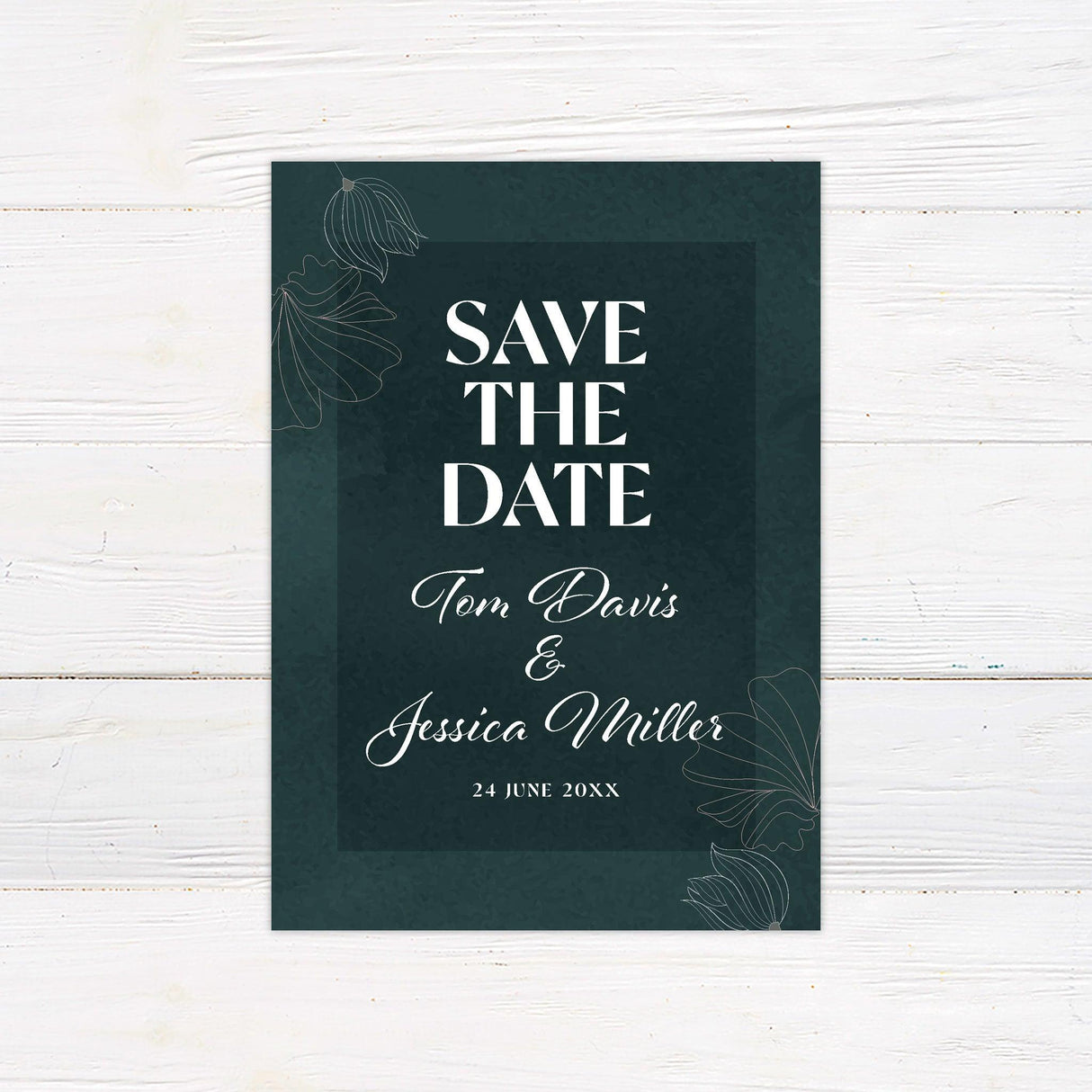 Dark Green Floral Invitations - goprintplus