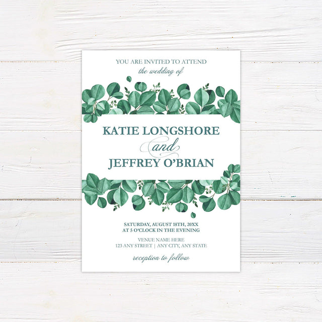 Deep Green Eucalyptus Invitations - goprintplus