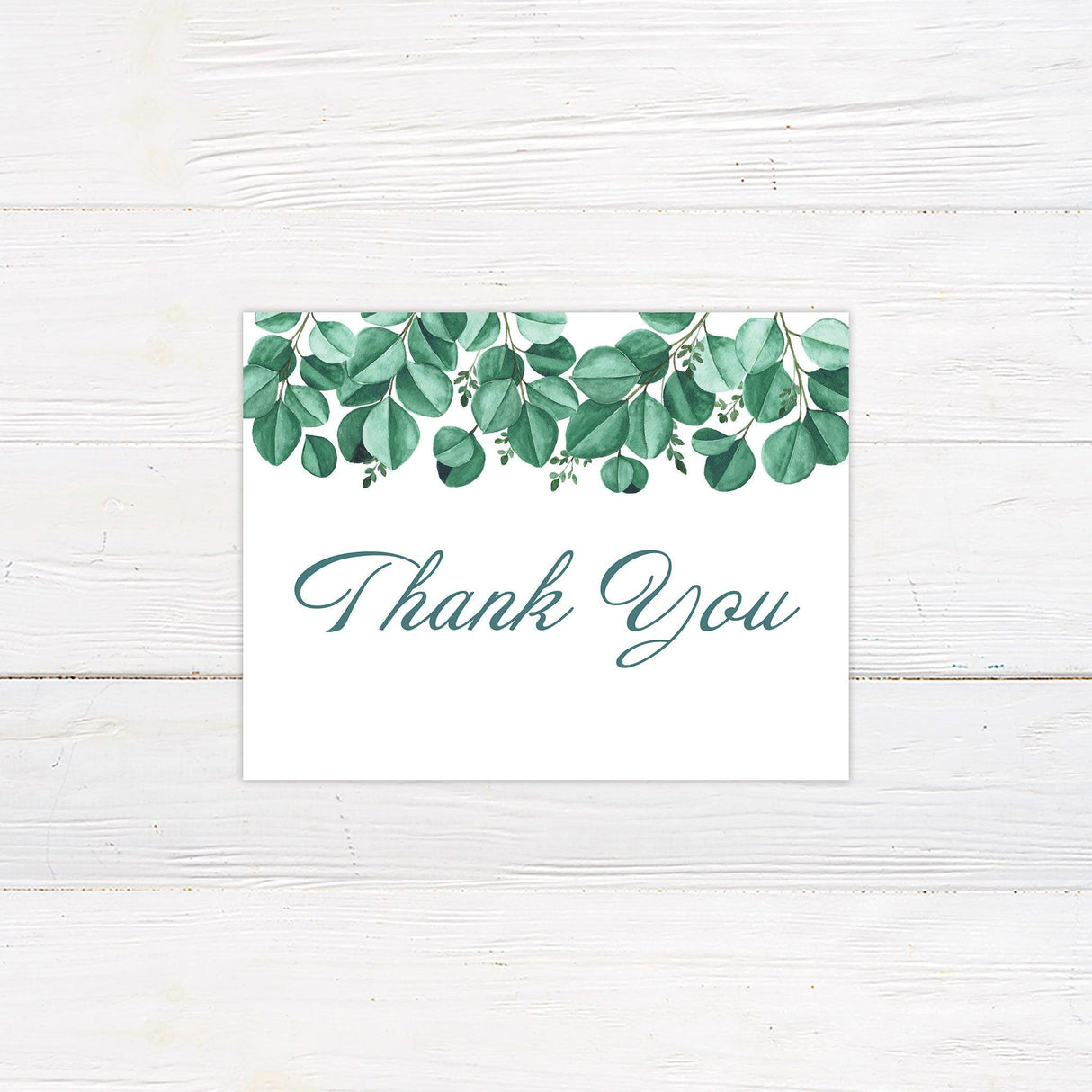 Deep Green Eucalyptus Thank You Card - goprintplus