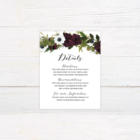 Deep Maroon Botanicals Invitations - goprintplus