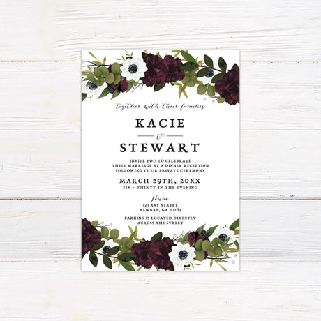 Deep Maroon Botanicals Invitations - goprintplus