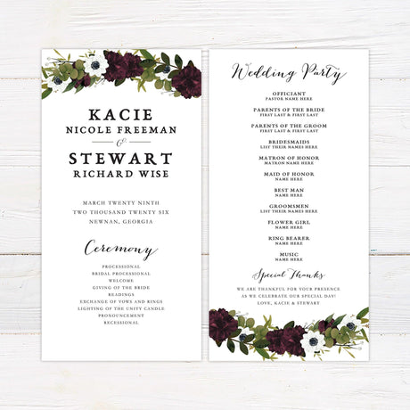 Deep Maroon Botanicals Invitations - goprintplus