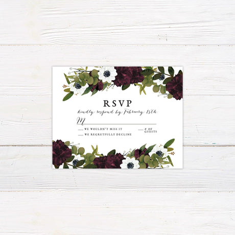 Deep Maroon Botanicals Invitations - goprintplus