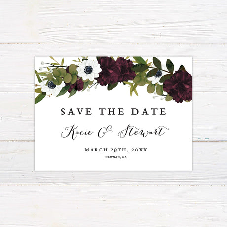 Deep Maroon Botanicals Invitations - goprintplus