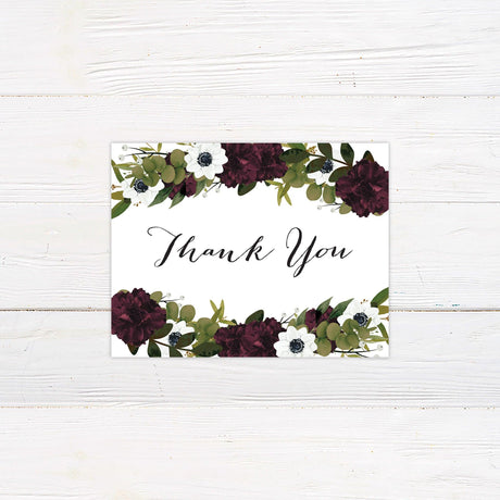 Deep Maroon Botanicals Thank You Card - goprintplus