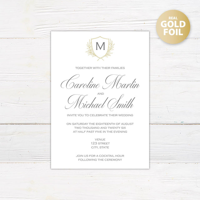 Delicate Shield Foil Invitation - goprintplus