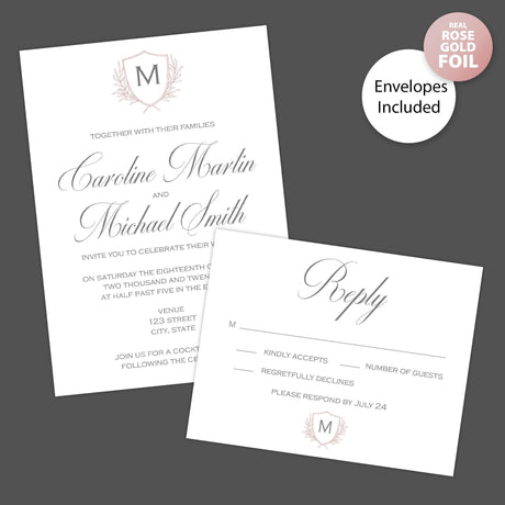 Delicate Shield Foil Invitation - goprintplus