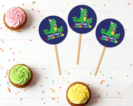 Dino Birthday Cupcake Topper - goprintplus